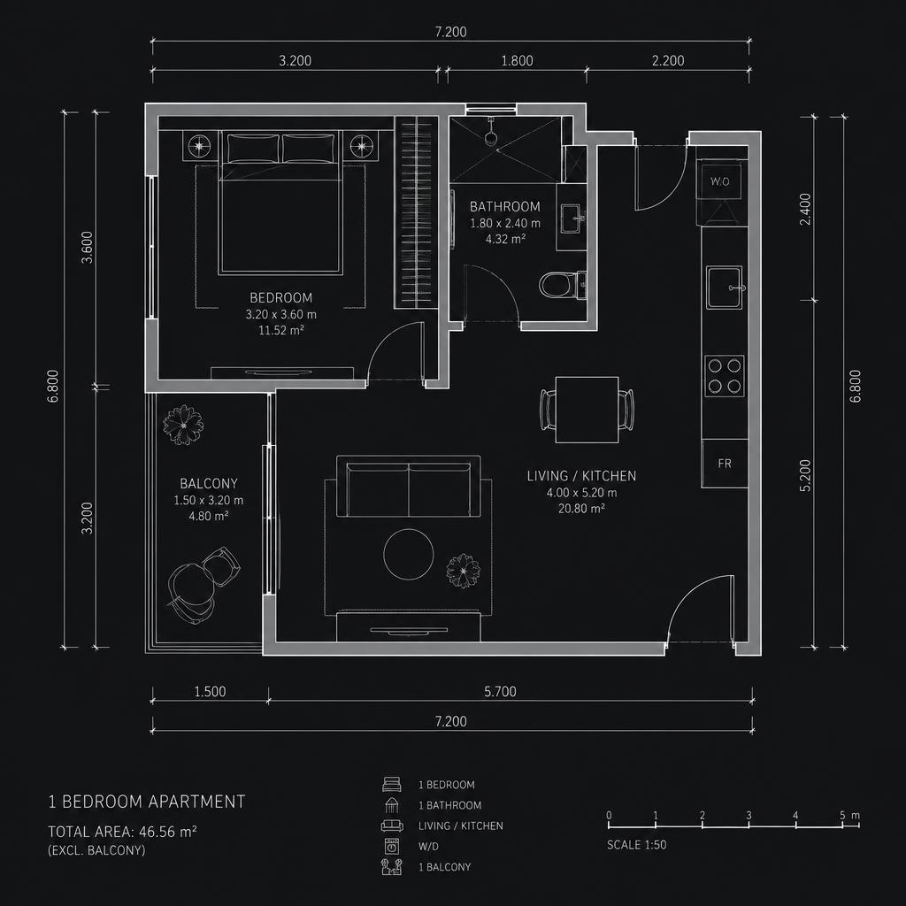 Архітектурне 2D-креслення плану квартири